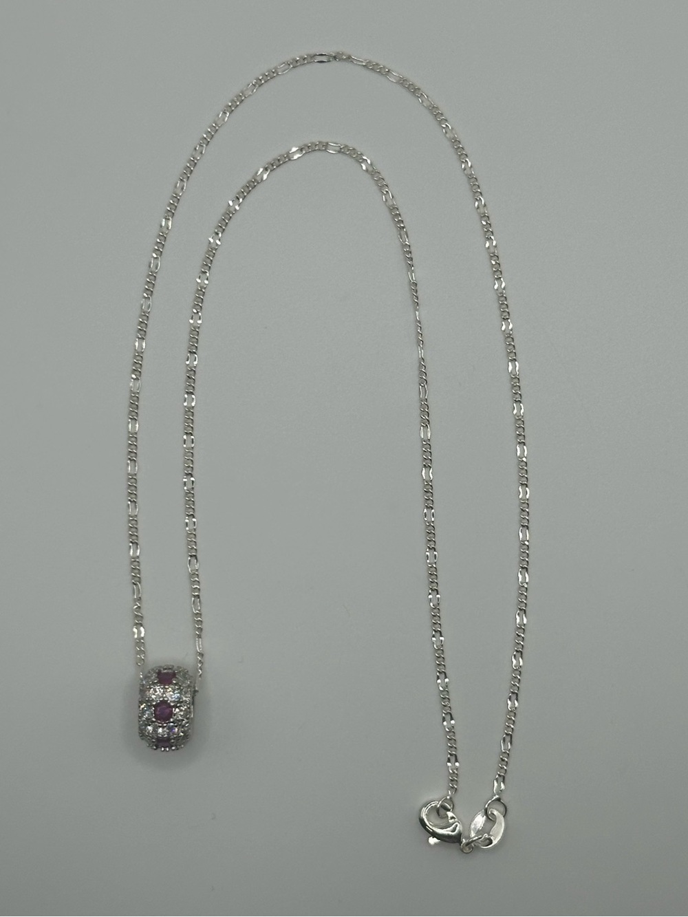 White Gold Filled Pink Gemstone Pendant Necklace